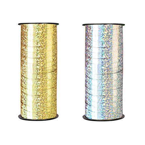 TOYMYTOY 2pcs Ballon Band Geschenkband Ribbon DIY Handwerk Verpackung Dekoration (Gold und Silber) von TOYMYTOY