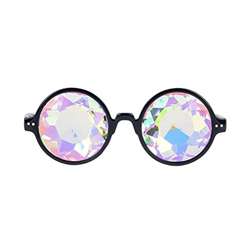 TOYMYTOY Kaleidoskop Gläser Regenbogen Rave Wurmloch Prisma Diffraktion Brille (schwarz) von TOYMYTOY