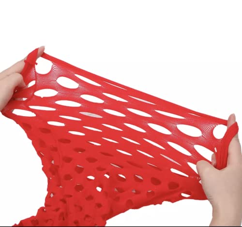TOYTEM Sexy Dessous Damen Kurzes Kleid, Netz-Babydoll-Body, Netzstoff, flexibles Minikleid, Nachtwäsche lingerie Reizwäsche (Rot) von TOYTEM