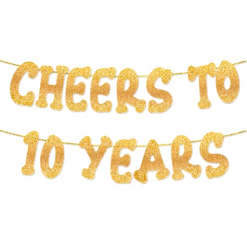 Glitzer-Banner mit Aufschrift Cheers to 10 Years – Happy 10th Birthday Party Banner – Party-Dekorationen und Zubehör – vorbespannte Hochzeitstagsdekorationen Glitzer-Banner mit Aufschrift Cheers to 10 Years – Happy 10th Birthday Party Banner – Party-Dekorationen und Zubehör – vorbespannte Hochzeitstagsdekorationen von TOYVENTURES