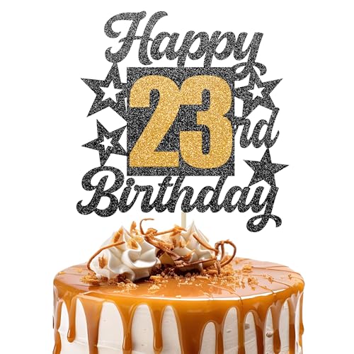 Happy 23rd Birthday Cake Topper - Cheers to 23 Years Black Gold Glitter - 23 & Fabulous Cake Decoration - Kids Birthday Cake Topper for Girls or Boys - Party Supplies Happy 23rd Birthday Cake Topper - Cheers to 23 Years Black Gold Glitter - 23 & Fabulous Cake Decoration - Kids Birthday Cake Topper for Girls or Boys - Party Supplies von TOYVENTURES
