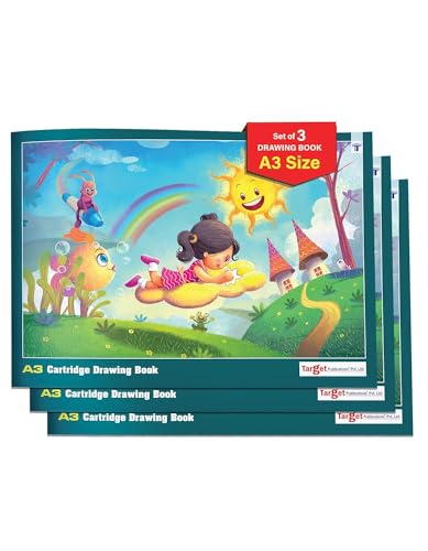 Kid's A3 Zeichenblock (3 Stück) | A3 Skizzenbuch | Zeichenpapier für Kinder | 102 weiße Blanko-Seiten | 42 x 29,7 cm | unverzichtbar zum Kritzeln, Skizzieren, Ausmalen, Malen von TOYVENTURES