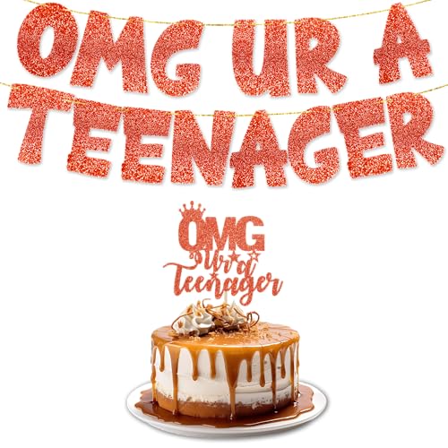 OMG UR A Teenager Banner mit Tortendeko | Geburtstagsfeierdekorationen | Rote Kuchendekoration und Geburtstagsbanner für Teenager | Partyzubehör für Mädchen u OMG UR A Teenager Banner mit Tortendeko | Geburtstagsfeierdekorationen | Rote Kuchendekoration und Geburtstagsbanner für Teenager | Partyzubehör für Mädchen u von TOYVENTURES