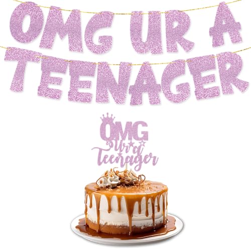 Teenager Glitter Rose Pink OMG UR A TEENAGER Banner mit Tortenaufsatz | Happy Birthday Party Dekorationen | Rose Pink Cake Topper & Geburtstagsbanner für Teenager | Partyzubehör für Mädchen & Jungen Teenager Glitter Rose Pink OMG UR A TEENAGER Banner mit Tortenaufsatz | Happy Birthday Party Dekorationen | Rose Pink Cake Topper & Geburtstagsbanner für Teenager | Partyzubehör für Mädchen & Jungen von TOYVENTURES