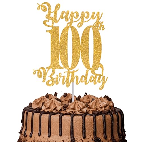 Tortenaufsatz "Happy 100th Birthday", glitzernd, "Cheers to 100 Years", Kuchendekoration, 100 tolle Kuchendekoration für Happy 100th Birthday Anniversary Party Kuchen Dekorationen Supplies Gold Tortenaufsatz "Happy 100th Birthday", glitzernd, "Cheers to 100 Years", Kuchendekoration, 100 tolle Kuchendekoration für Happy 100th Birthday Anniversary Party Kuchen Dekorationen Supplies Gold von TOYVENTURES