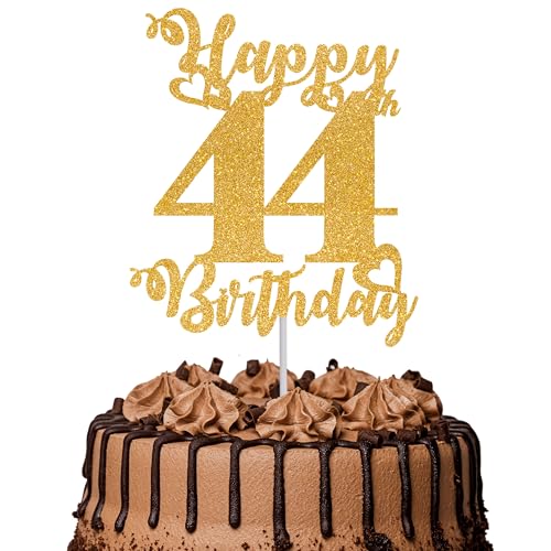 Tortenaufsatz "Happy 44th Birthday", glitzernd, Aufschrift "Cheers to 44 Years", Kuchendekoration, 44 Stück, tolle Kuchendekoration für Happy 44th Birthday Party, Kuchendekorationen, Zubehör Tortenaufsatz "Happy 44th Birthday", glitzernd, Aufschrift "Cheers to 44 Years", Kuchendekoration, 44 Stück, tolle Kuchendekoration für Happy 44th Birthday Party, Kuchendekorationen, Zubehör von TOYVENTURES