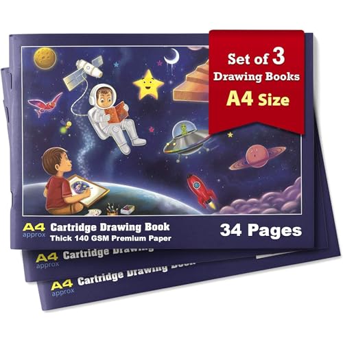 Zeichenblock für Kinder, A4-Format, 3 Stück, Skizzenblock für Künstler, Kinder und Studenten, 34 Seiten, weißes Blanko-Papier, ca. 29,5 x 21 cm, weicher Einband Zeichenblock für Kinder, A4-Format, 3 Stück, Skizzenblock für Künstler, Kinder und Studenten, 34 Seiten, weißes Blanko-Papier, ca. 29,5 x 21 cm, weicher Einband von TOYVENTURES