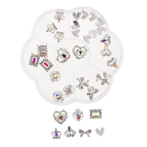 TOYZFRIENDY 1 Schachtel Nagelverzierungen aus Langlebiger Legierung Herz- Krone Schleifenformen Glänzende Strasssteine für DIY Nail Art für Valentinstag Hochzeiten und Romantische Anlässe von TOYZFRIENDY