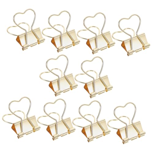 TOYZFRIENDY 10 Stück Lange Büroklammern Goldfarbene Kleine Binder Clips Starker Halt Praktische Multifunktions Klammern für Papier Dokumente Basteln Bürobedarf von TOYZFRIENDY