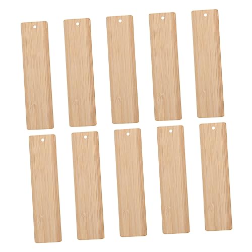 TOYZFRIENDY 10 Stück Teiliges Bambus Lesezeichen Blanko DIY Holz Bastelmaterial mit Aufhängeloch Beschreibbar für Kreative Dekorationen und Personalisierte Geschenke von TOYZFRIENDY