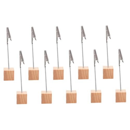 TOYZFRIENDY 10 Stück Teiliges Holzklammern mit Halterung Vielseitige Memo Fotoclips für Büro Hochzeit Partydekoration Namenskartenhalter und Tischdeko Stabile Holzbasis Wiederverwendbar von TOYZFRIENDY