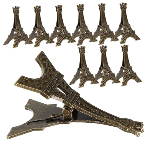 TOYZFRIENDY 10 Stück Teiliges Metall Eiffelturm Memo Clips Tischkartenhalter Vintage Design Notizhalter und Bilderständer für Büro und Party Tischdekoration von TOYZFRIENDY