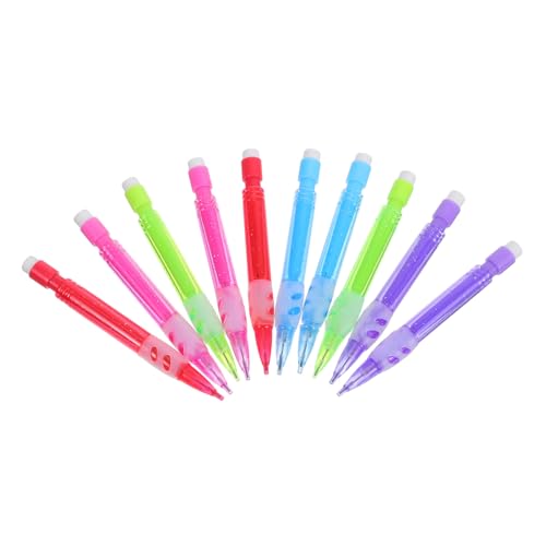 TOYZFRIENDY 10 Stück Teiliges Mini Druckbleistifte Automatikbleistifte mit Radiergummi Leicht Bunt Langlebig für Schule Büro Zeichnen Schreiben und Notizen von TOYZFRIENDY