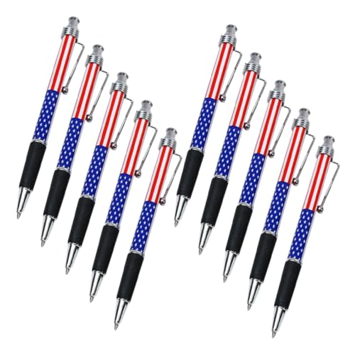 TOYZFRIENDY 10 Stück Teiliges Patriotischer Kugelschreiber mit Amerikanischer Flagge Glattes Wiederziehbar für Schule Büro und Zuhause Vielseitiger Schreibstift für Notizen und Unterschriften von TOYZFRIENDY