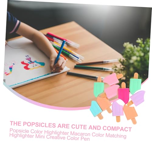 TOYZFRIENDY 10 Stück Teiliges Popsicle Marker Pens Fluoreszierende Highlighter Stifte in Trendigen Farben Handlich und Leicht für Schule Büro und Kreatives Journaling Zufällige Farbe von TOYZFRIENDY