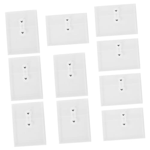 TOYZFRIENDY 10 Stück Teiliges Transparente Kunststoff file Folder mit Knopfverschluss und Verstärktem Seilband Wasserabweisende Dokumententaschen für Büro und Zuhause für Rechnungen Belege von TOYZFRIENDY