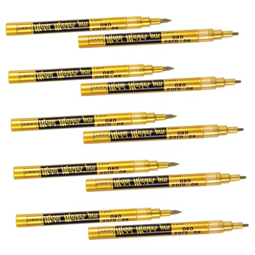 TOYZFRIENDY 10 Stück öliger Markierungsstift Lackmarker mit feiner Spitze Permanente Farbmarker Felsmalerei-Marker Lackmarkierungen für Kalligraphie -Marker Textmarker Golden TOYZFRIENDY 10 Stück öliger Markierungsstift Lackmarker mit feiner Spitze Permanente Farbmarker Felsmalerei-Marker Lackmarkierungen für Kalligraphie -Marker Textmarker Golden von TOYZFRIENDY