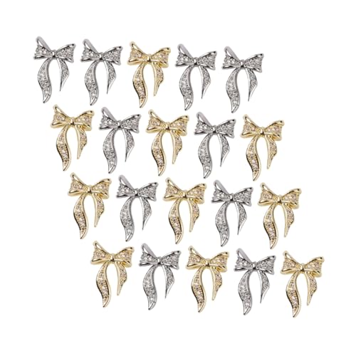TOYZFRIENDY 100 Stück Nail Art Strasssteine Schleifen Nail Sticker in Gold und Silber Selbstklebende für DIY Nagelkunst Vielseitige Nagel charms für Nägel Handy Kleidung und Accessoires von TOYZFRIENDY