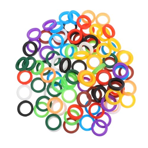 TOYZFRIENDY 100 Stück Schlüsselabdeckung aus Silikon Schlüsselidentifikationsringe Hausschlüssel-Identifikatoren Bunte Schlüsselabdeckungen Farbige Kennzeichen -Tag -Abdeckung Kieselgel von TOYZFRIENDY