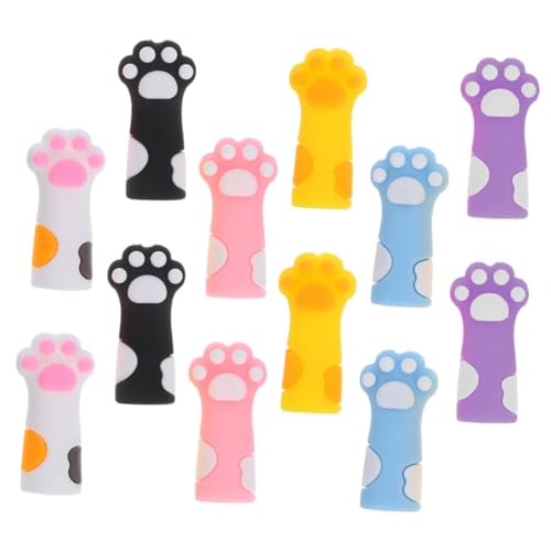 TOYZFRIENDY 12 Stück Teiliges Katzenpfoten Bleistiftkappen aus Silikon Schützende Bleistiftspitzenhülle mit Niedlichem Katzenpfoten Design Kinderfreundliche Schreibwaren für Schule und Büro von TOYZFRIENDY