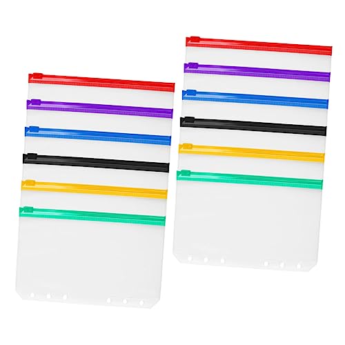 TOYZFRIENDY 12 Stück Teiliges PVC Reißverschlusstaschen für Ringbuch Transparente Dokumentenbeutel mit Farbigem Matteffekt Wiederverwendbare Organizer für Schüler und Büro Vielseitige von TOYZFRIENDY