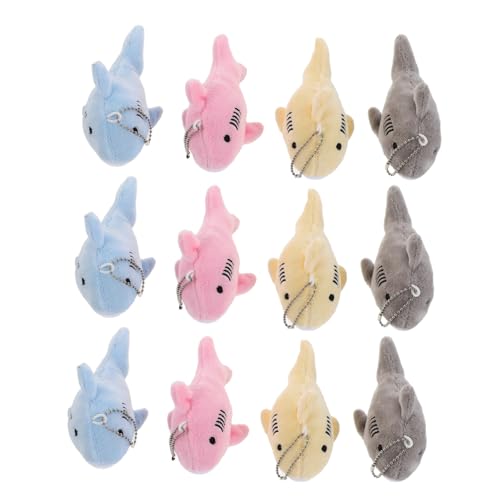 TOYZFRIENDY 12 Stück Teiliges Plüsch Shark Keychain Pendants Niedliche Mini-stofftier Schlüsselanhänger Vielseitige Rucksack Taschenanhänger Weiche Plüsch Metallkonstruktion Bunte Meeres-motiv von TOYZFRIENDY