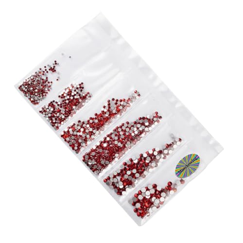TOYZFRIENDY 1364 Stück Teiliges Nail Art Strassstein Rot Flachboden Glassteine für Maniküre DIY Langlebige Leichte Nagelverzierung für Natürliche und Künstliche Nägel Modische Nageldesign von TOYZFRIENDY
