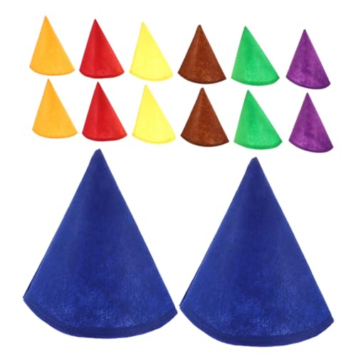 TOYZFRIENDY 14 Stück Teiliges Bunte Filz Zwergenmützen Leichte Kegelhüte aus Atmungsaktivem Filz Bequeme Partyhüte für Erwachsene für Halloween Geburtstag und Festliche Kostüme von TOYZFRIENDY