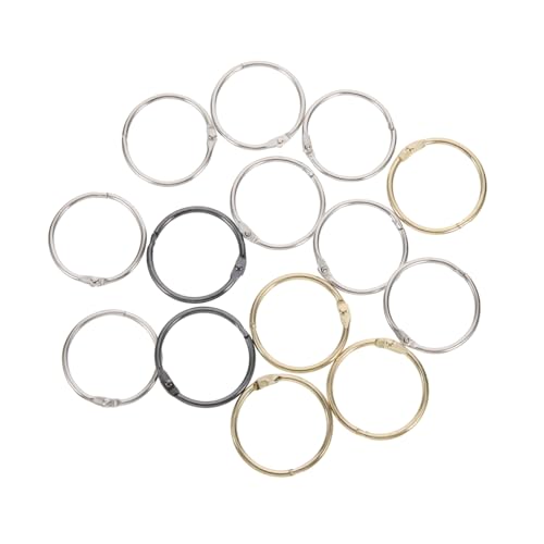 TOYZFRIENDY 14 Stück Teiliges Metall binder ringe Rundlose Buchringe für DIY Scrapbook Album Bürobedarf Schreibwaren Ringordner Zubehör in Gold Silber Schwarz von TOYZFRIENDY