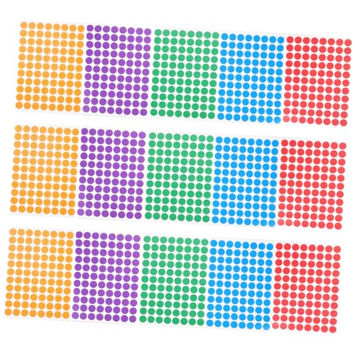 TOYZFRIENDY 15 Blatt Selbstklebende Bunte Rundetiketten Farbige Klebepunkte für Namensaufkleber Klassifizierung Etiketten Geschenkaufkleber zum Beschriften und Organisieren von TOYZFRIENDY