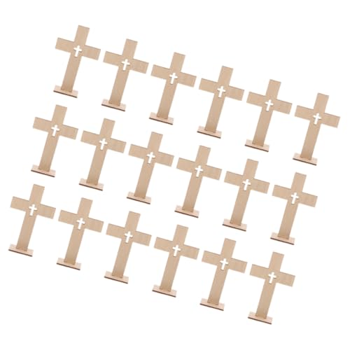 TOYZFRIENDY 18 Stück Teiliges Kleine Unbemalte Holzkreuze Stehende Tischdekoration für DIY Religiöse Bastelarbeiten Vielseitige Tischmitte für Taufe Ostern Hochzeit und Kirchenfeiern von TOYZFRIENDY