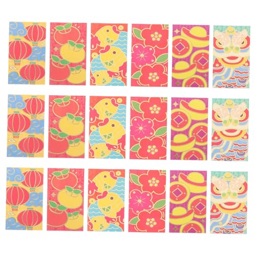 TOYZFRIENDY 18 Stück Teiliges Rote Cartoon hongbao Umschläge aus Irisierendem Papier Reißfest Festliche Designs Vielseitig für Chinesisches Neujahr Geburtstage und Hochzeiten Lunar Year von TOYZFRIENDY