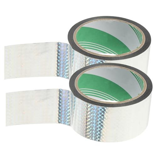 TOYZFRIENDY 2 Rollen Reflektierendes Geschenkband Multi funktionales Verpackungsband DIY Bastelband Prism Muster Silber für Geschenkverpackung und Dekoration von TOYZFRIENDY