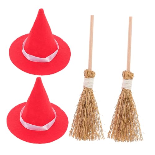 TOYZFRIENDY 2 Sätze Mini Besen und Hexenhüte Set Teiliges Halloween Dekorationsset mit Roten Hexenhüten und Kleinen Besen für Miniaturhäuser und Bastelprojekte TOYZFRIENDY 2 Sätze Mini Besen und Hexenhüte Set Teiliges Halloween Dekorationsset mit Roten Hexenhüten und Kleinen Besen für Miniaturhäuser und Bastelprojekte von TOYZFRIENDY