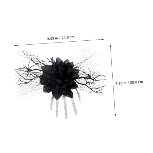 TOYZFRIENDY 2 Stück Halloween Haarspangen mit Skelett Hand Rosenblume und Schleife Gothisches Leichtes Mesh Design für Damen Sicherer Halt für Party Cosplay und Festtags Looks von TOYZFRIENDY