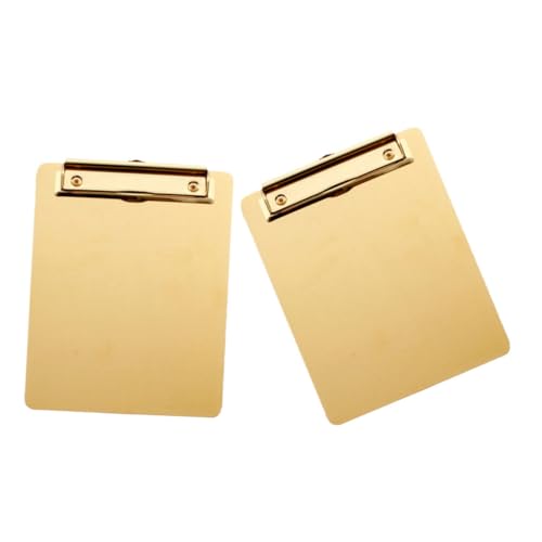 TOYZFRIENDY 2 Stück Klemmbretter aus Edelstahl Gold Praktisch und Leicht für Büro und Schule Robustes Metallclip Board zur Dokumentenorganisation und Unterwegs Vielseitig Einsetzbar von TOYZFRIENDY