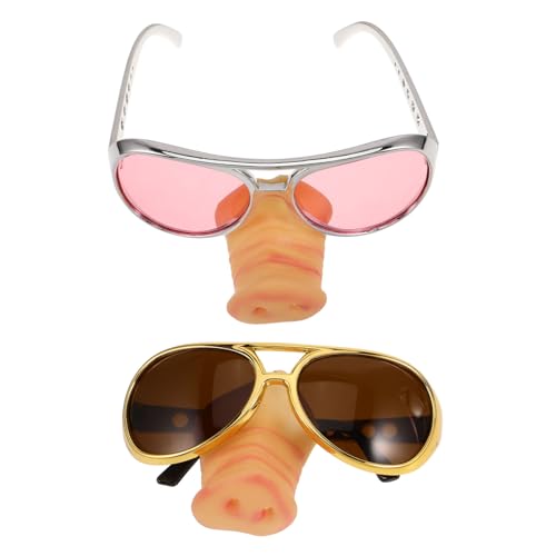 TOYZFRIENDY 2 Stück Lustige Schweinenasen brille Partybrille in Gold und Leichte Stabile Cosplay Sonnenbrille für Erwachsene Einzigartiges Design für Fasching Karneval und Foto requisiten von TOYZFRIENDY