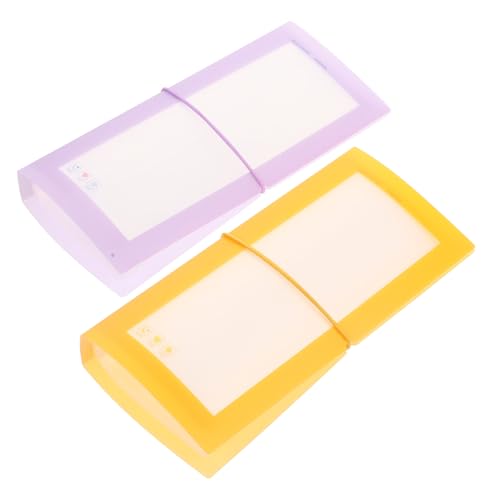 TOYZFRIENDY 2 Stück Stickeralbum Großvolumig Halbtransparentes Aufbewahrungsalbum für Aufkleber und Briefmarken Praktischer Organizer in Pastellfarben Gelb und Flieder Leicht und Tragbar für von TOYZFRIENDY