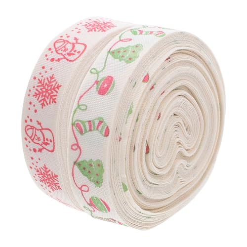 TOYZFRIENDY 2 Stück Teiliges Baumwoll-weihnachtsband Fadenschutz Geschenkband für Diy-geschenkverpackungen Christbaumschmuck Kränze Schneeflocken Schneemann-motive von TOYZFRIENDY