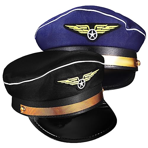 TOYZFRIENDY 2 Stück Teiliges Captain Pilot Kostümset Flugkapitänsmützen Blau Schwarz für Cosplay Bühnenauftritte Roleplay Airline Zubehör TOYZFRIENDY 2 Stück Teiliges Captain Pilot Kostümset Flugkapitänsmützen Blau Schwarz für Cosplay Bühnenauftritte Roleplay Airline Zubehör von TOYZFRIENDY