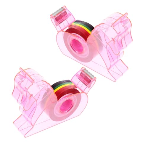 TOYZFRIENDY 2 Stück Teiliges Klebeband abroller Integriertem Cutter Multifunktionaler Tisch klebebandspender für Schule und Büro Einfaches Abrollen und Präzises Schneiden Nachfüllbar Rosa von TOYZFRIENDY