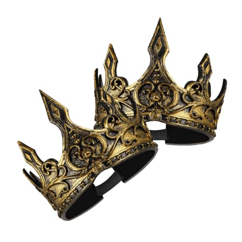 TOYZFRIENDY 2 Stück Teiliges Mittelalterliches Königskrone Stirnband für Herren Königliches Cosplay und Bühnenauftritte Vintage Goldfarbene Geburtstagskrone Königliches Party zubehör von TOYZFRIENDY
