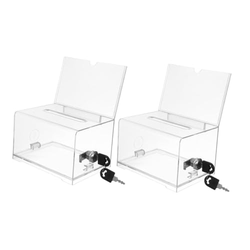 TOYZFRIENDY 2 Stück Transparente Acryl visitenkartenbox mit Großem Fassungsvermögen Abschließbar Sichere Spenden Vorschlagsbox für Büro und Veranstaltungen Robuste Aufbewahrung für Karten und von TOYZFRIENDY