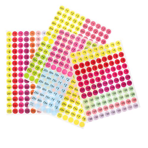 TOYZFRIENDY 20 Blatt Bunte Preisschilder Aufkleber Selbstklebend Vorbeschriftete Preisetiketten für Garage und Temperaturbeständige Leicht Abziehbare Klebeetiketten für Vielseitige Anwendung TOYZFRIENDY 20 Blatt Bunte Preisschilder Aufkleber Selbstklebend Vorbeschriftete Preisetiketten für Garage und Temperaturbeständige Leicht Abziehbare Klebeetiketten für Vielseitige Anwendung von TOYZFRIENDY