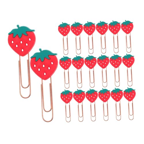 TOYZFRIENDY 20 Stück Kleine Rote Erdbeer büroklammern Niedliche Kawaii Paperclips Langlebig Leicht Tragbar Praktisches Büro Zubehör zur Dateiorganisation Lesezeichen Geeignet von TOYZFRIENDY