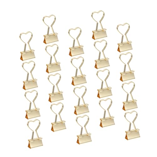 TOYZFRIENDY 20 Stück Metall Büroklammern Gold Herzförmig Dekorativ Kleine Binder Clips Für Dokumente Journal Notizen Leicht Tragbar Vielseitig Für Büro Und Zuhause von TOYZFRIENDY