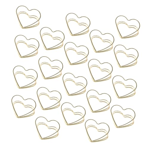 TOYZFRIENDY 20 Stück Metall Memo Clips Herzform Doppelstöckig Kartenhalter und Notizklammer Goldfarbene Tischkartenhalter für Fotos Visitenkarten Notizen Vielseitig für Büro Feier Party von TOYZFRIENDY