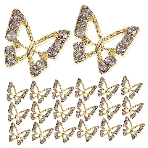 TOYZFRIENDY 20 Stück Schmetterlings Nagel Charm Goldene Strass Nailart Dekoration Glänzende Schmetterlings Nailstuds für Kreative Nageldesigns und Diy Projekte von TOYZFRIENDY
