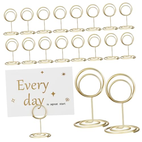 TOYZFRIENDY 20 Stück Teilig Mini Tischkartenhalter Spiralfuß Gold Rund Memo Ständer Platzkartenhalter für Hochzeit Party Büro Dekoration von TOYZFRIENDY