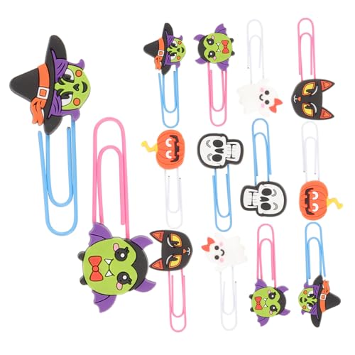 TOYZFRIENDY 20 Stück Teiliges Halloween Lesezeichen mit Zarten Papierklammern Vielseitig als Partydeko oder Büroklammer Nutzbar mit Motiven Wie Fledermäusen Totenköpfen Geistern und Kürbissen von TOYZFRIENDY